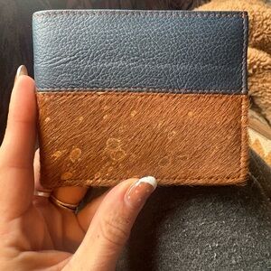 Elegant Blue and Brown Leather Wallet